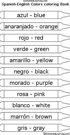 Colors in Spanish: All Colors - EnchantedLearning.com Learning Spanish ...