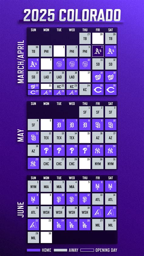 Colorado Rockies 2025 Schedule Calendar - Robbi Christen