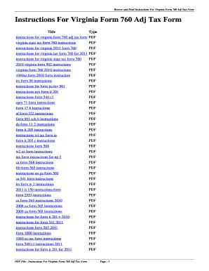 Fillable Online Instructions For Virginia Form Adj Tax Form