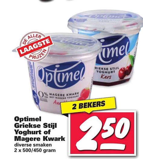 Optimel Griekse Stijl Yoghurt Of Magere Kwark Aanbieding Bij Nettorama