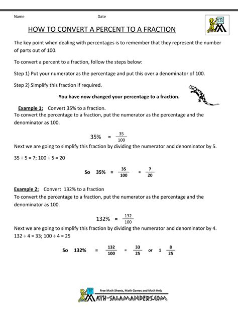 Convert Percent to Fraction