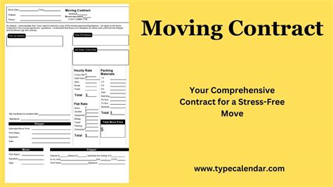 Free Printable Moving Contract Templates Pdf Simple Form