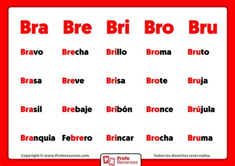 Ejemplos De Palabras Con Bra Bre Bri Bro Y Bru Off