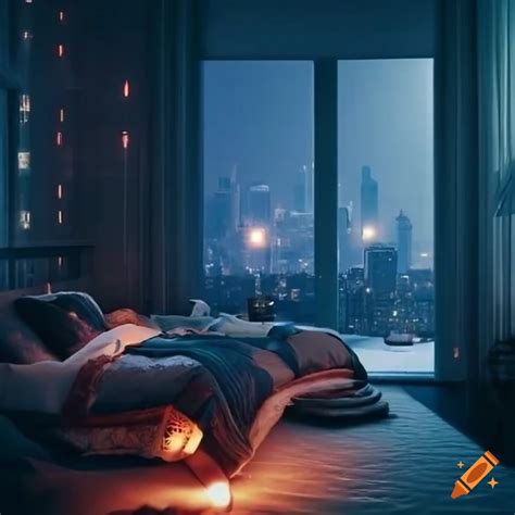 Bedroom With City Lights View