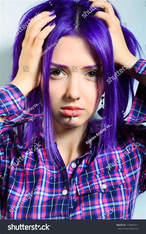 Portrait Punk Girl Purple Hair Stock Photo Shutterstock