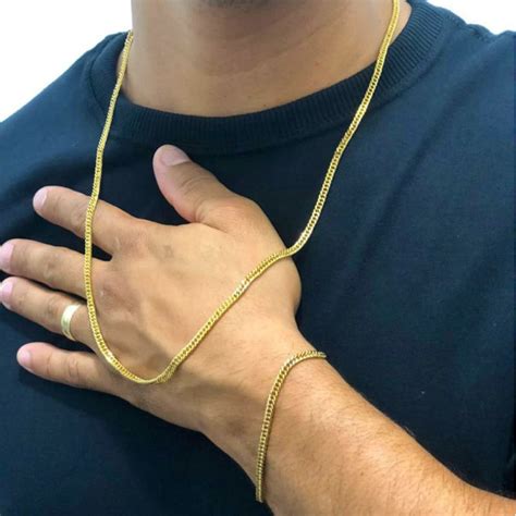 Pulseira Grumet Masculina A O Maci O Banhado Ouro Elo Duplo Mm Cm