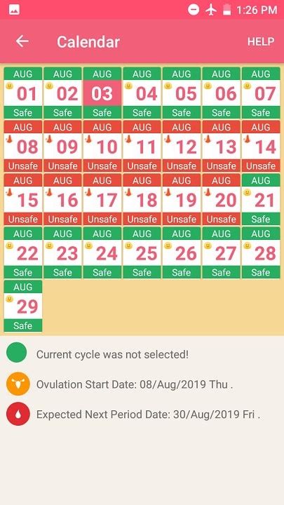 Menstrual Cycle Chart Safe Days