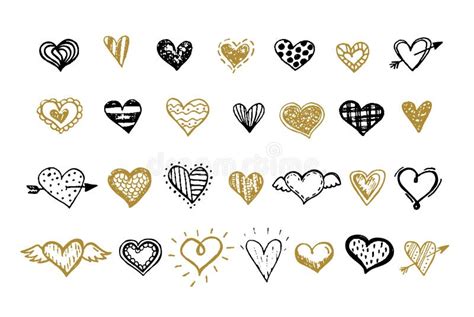 Vector Doodle Sketch Hand Drawn Hearts Stock Vector Illustration Of