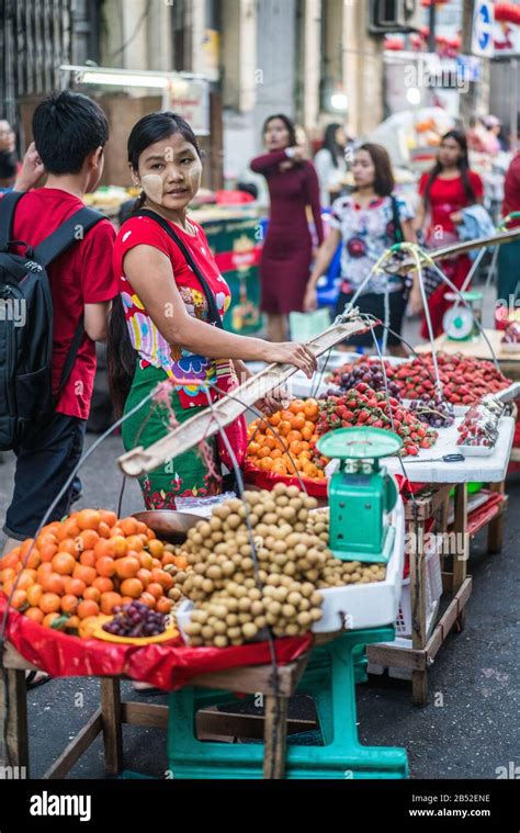 Street Market Yangon Myanmar Asia Stock Photo Alamy