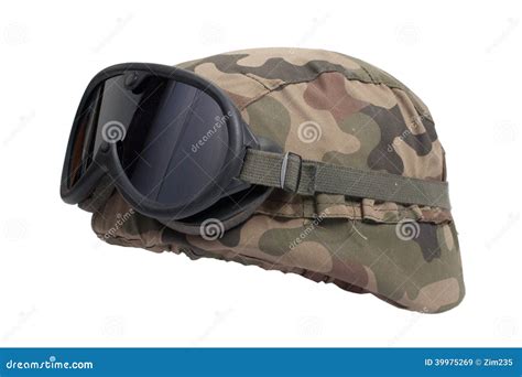 Casque De Kevlar Avec La Couverture De Camouflage Image Stock Image