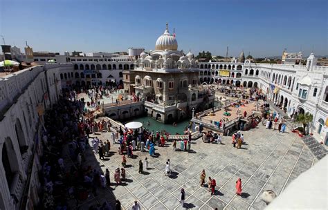 View of Gurdwara Panja Sahib during Baisakhi festival in Hasan Abdal ...