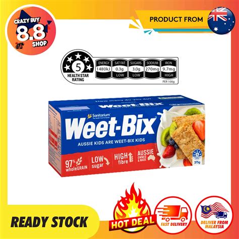 Australia Sanitarium Weet Bix 375g Breakfast Cereal Wholegrain Oat