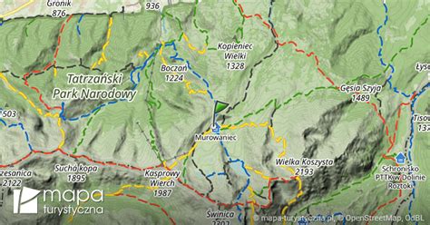 Schronisko Pttk Murowaniec Mapa Szlak W Turystycznych Mapa