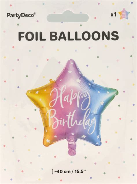 Party Deco Balon Foliowy Happy Birthday Z Oto Fioletowo Niebieski