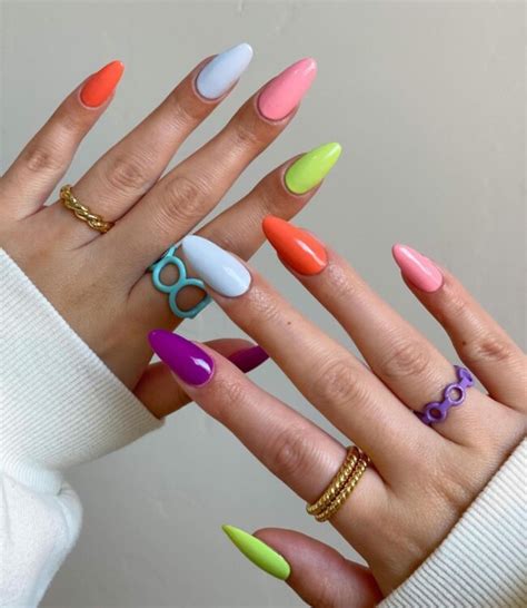 27 Best Summer Nail Colors — Soft To Bold Skittle Almond Nails