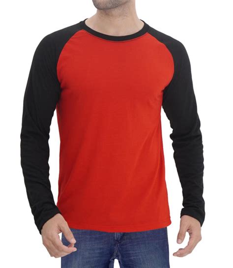 Mens Raglan Red And Black Full Sleeve T Shirt