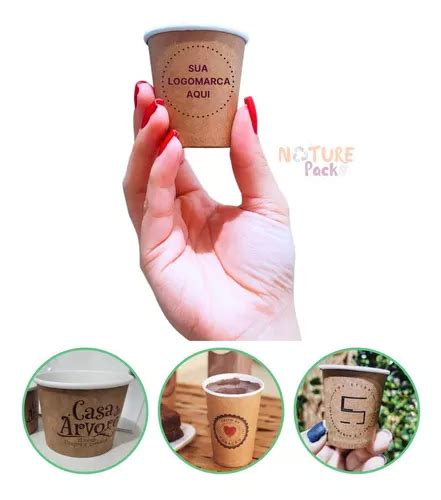 100un Copo Papel Bio Café 60ml Kraft Personalizado Frete grátis