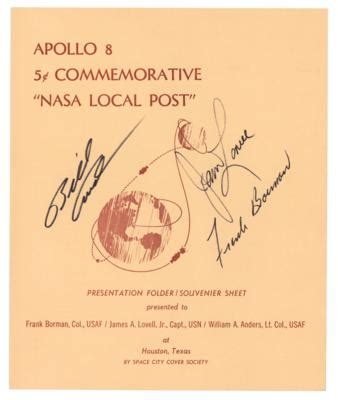 Apollo 8 Crew Signed Stamp Presentation Folder RR Auction