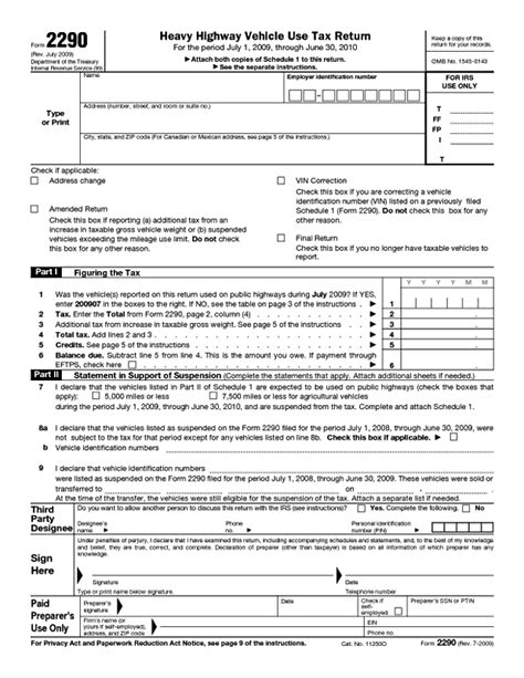 Irs Form 2290 Printable 2025