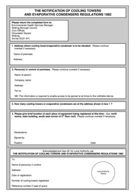 Fillable Online Woking Gov Cooling Tower Notification Form Woking