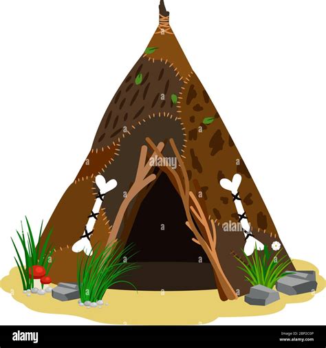 Antigua Caba A Casa Prehist Rica De Pieles Vector Ilustraci N O Wigwam