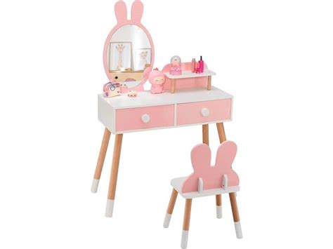 Coiffeuse Enfant En Avec Miroir En Forme Lapin Table De Maquillage