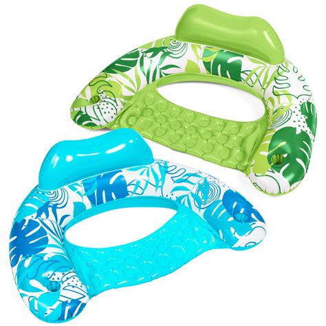 SLOOSH Inflatable Pool Floats Adult,2 Pack Pool Chairs with Cup Holders,Blow up Floats Chair