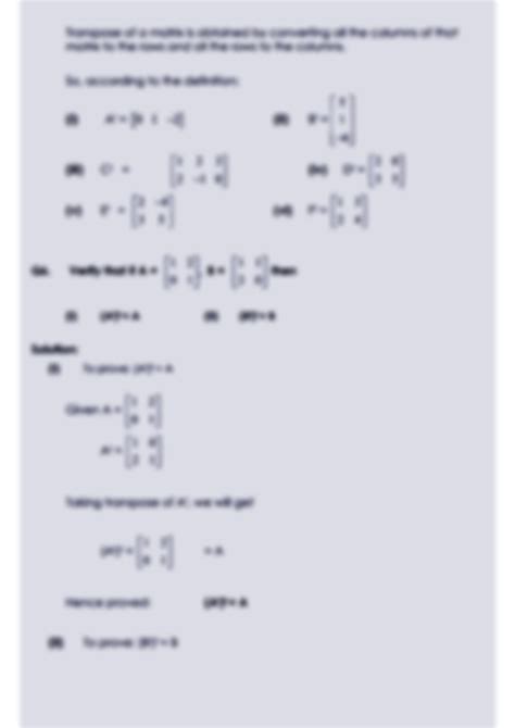 Solution Matrices And Determinants Exercise Pdf Studypool