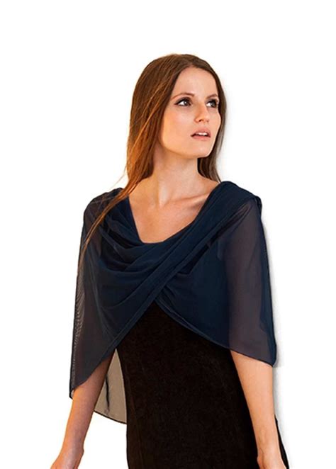 Navy Blue Modest Shawl Shrug Mob Dresses Navy Blue Color Sheer Cover Up