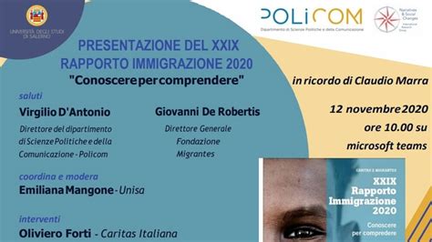 Unisa Incontro Sul Rapporto Immigrazione Caritas Migrantes