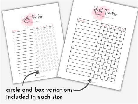 Weekly Habit Tracker Printable Printable Habit Tracker Etsy Canada