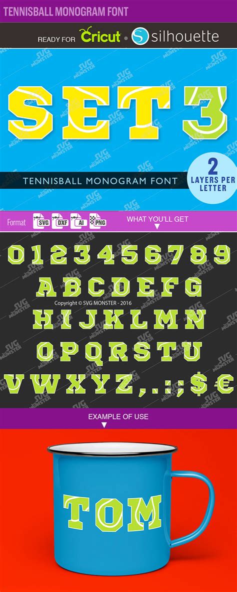 Tennis Font Svg Tennis Ball Font Svg Monogram Font Svg Cutting Files