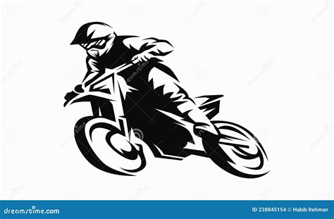 Supermoto Rider Ride A Supermoto Bike Illustration Stock Vector