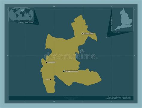 Three Rivers England Great Britain Solid Labelled Points Of Stock Illustration