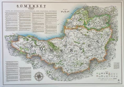 Somerset Map County Map of Somerset Vintage Map Print of Somerset ...