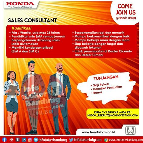 Lowongan Kerja Sales Supervisor Sales Consultant Honda Ibrm Bandung