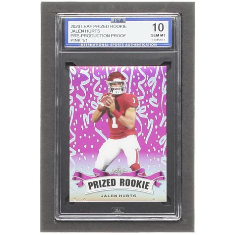 Jalen Hurts 2020 Leaf Metal Special Release Prized Rookie Rainbow Pink