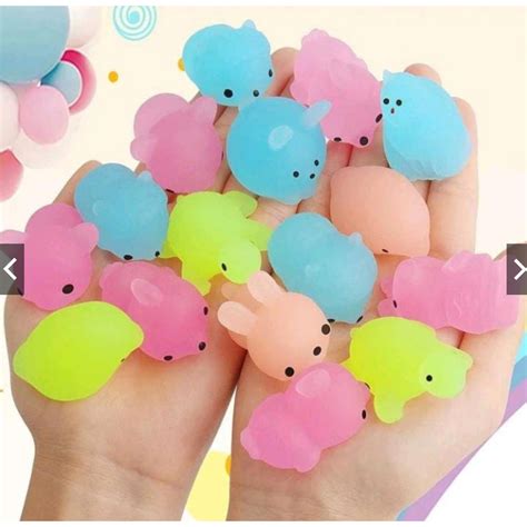 Kit Pcs Luminoso Squishy Mochi Bichinho Macio De Apertar Anti