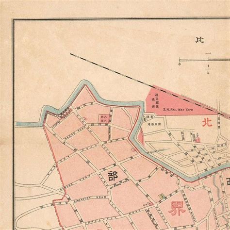 Old Map Of Shanghai China City Plan Antique Fine Etsy Old Map