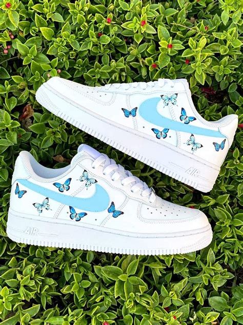 Blue Butterfly Fantasy Af In Cute Nike Shoes White Nike Shoes