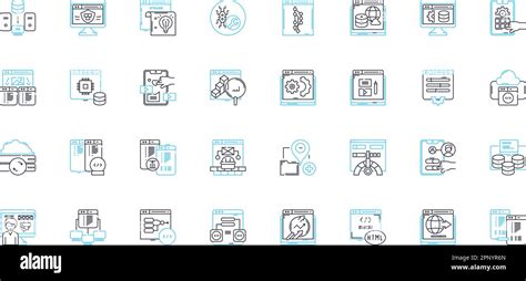 Coder Linear Icons Set Program Algorithm Syntax Debugging