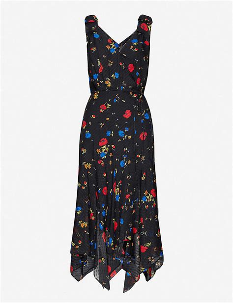 The Kooples Floral Print Silk Midi Dress