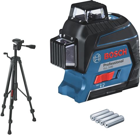 Bosch Kreuzlinienlaser GLL 3 80 Set Batterien BT 150 Koffer