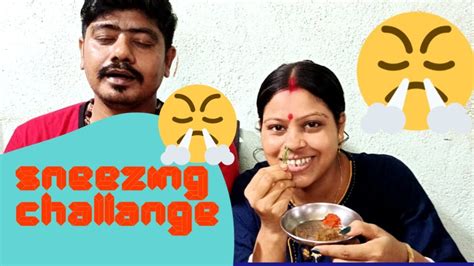 Sneezing Challenge 🤧🤧with Me And My Husband With 👃sniff And 🌶️red