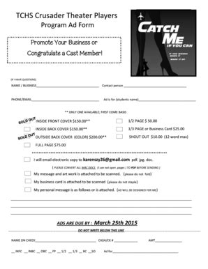 Fillable Online TCHS Crusader Theater Players Fax Email Print PdfFiller