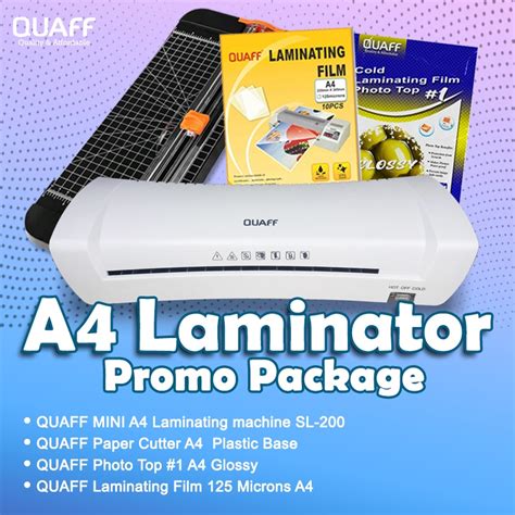 Promo Bundle QUAFF SL200 Laminator A4 Hot And Cold Laminating Machine