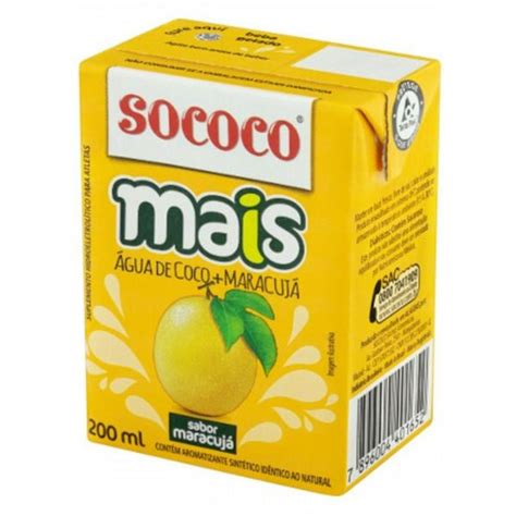 Agua De Coco Sococo Mais Maracuja 1x200ml DLP Vinhos