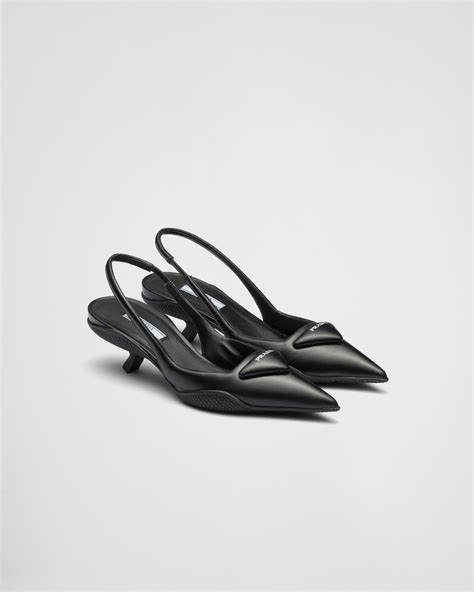 Prada Soft Padded Leather Slingback Pumps In Black Lyst