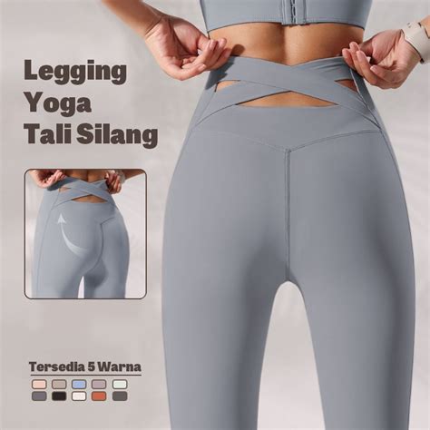 Jual Shangpin Cepat Kering Legging Wanita Crossover Pinggang Tinggi