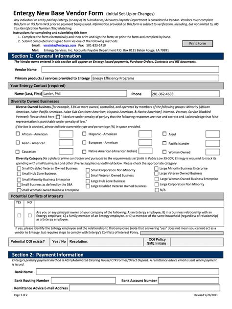 Entergy Base Vendor Form Fill Online Printable Fillable Blank